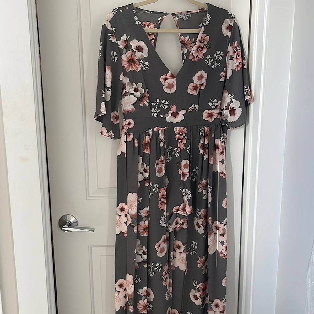 Romper with attached skirt
